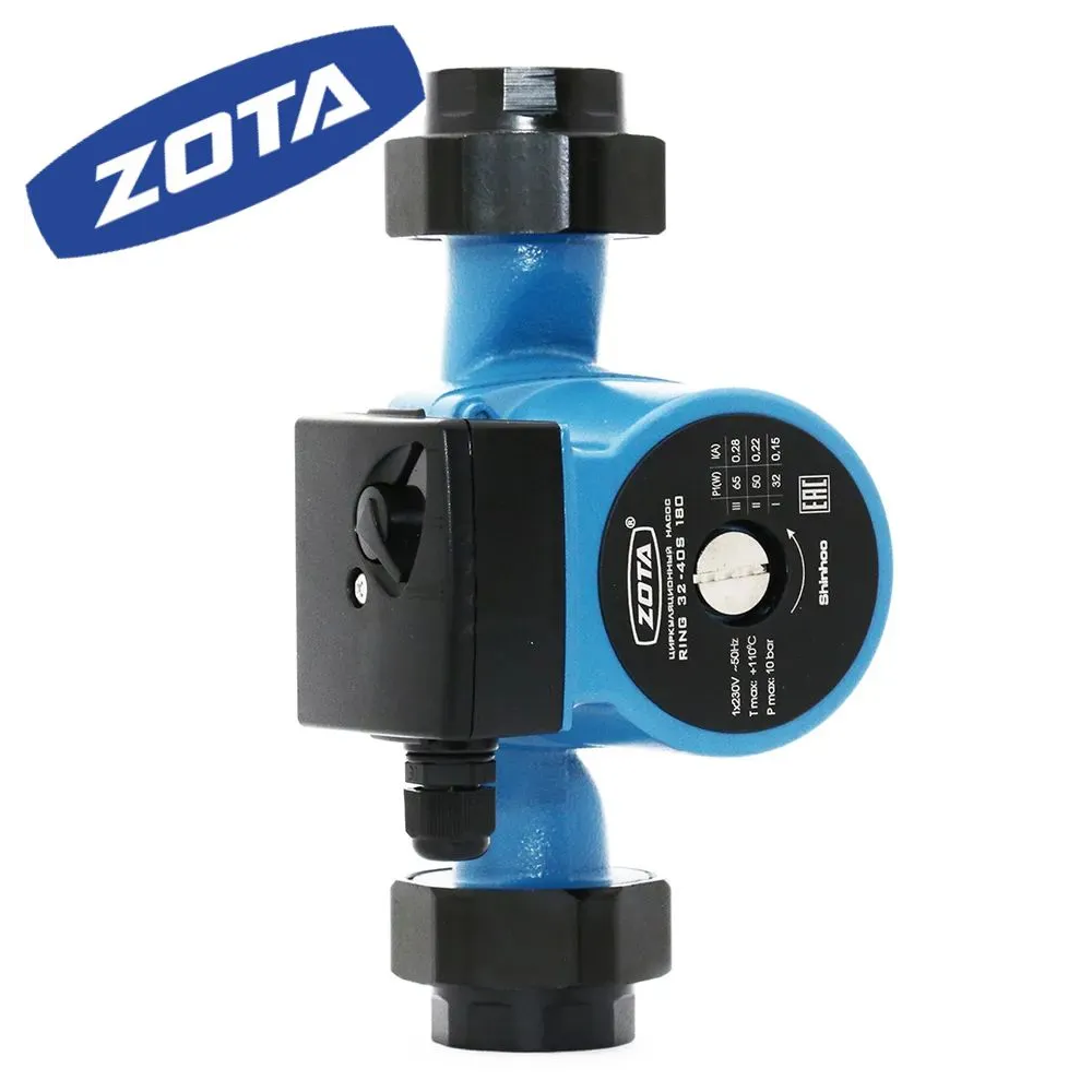 ZOTA Ring 32/40 S 180, циркуляционный насос для отопления, чугун, с гайками, 1х230 В, 3 скорости